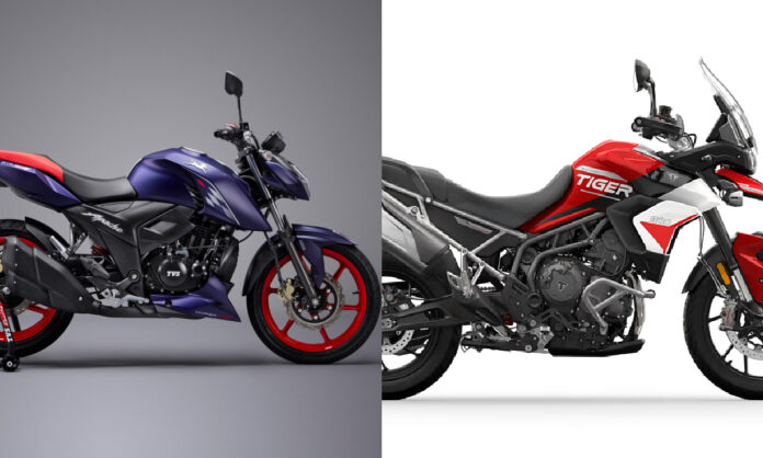 2024 Tvs Apache RTR 160 4V, 2024 Triumph Tiger 900 GT, petrol bikes, auto news, tvs bikes, bikes under 1.50 lakhs