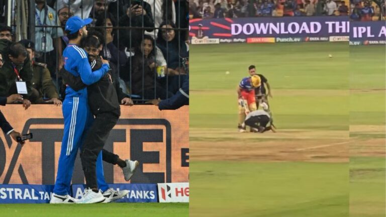 RCBvsPBKS: विराट कोहली की सुरक्षा में सेंध, ‘किंग’ के पैरों में गिरा दर्शक!