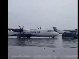 Kolkata airport runway flooded