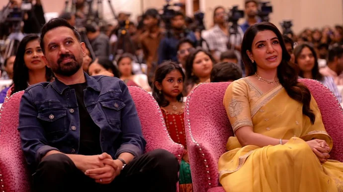Samantha and Raj Nidimoru Stage Moment